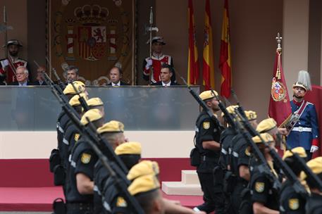 12/10/2018. Sánchez asiste al desfile de la Fiesta Nacional. El presidente del Gobierno, Pedro Sánchez, durante el desfile militar de la Fie...